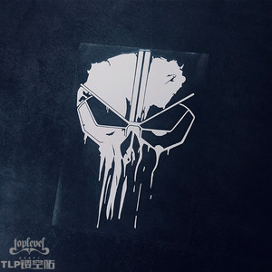 tlp镂空车贴 punisher惩罚者漫威超级英雄骷髅头像logo标志贴纸