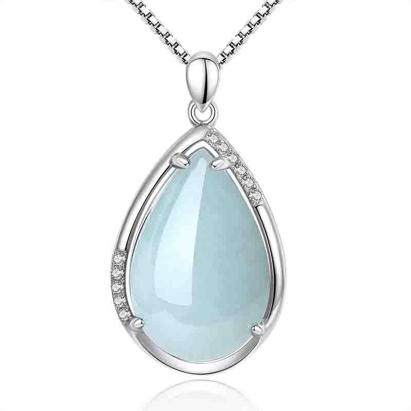 特价百寻s925_百寻s925银镶玉石冰种翡翠水滴吊坠时尚简约柔情似水