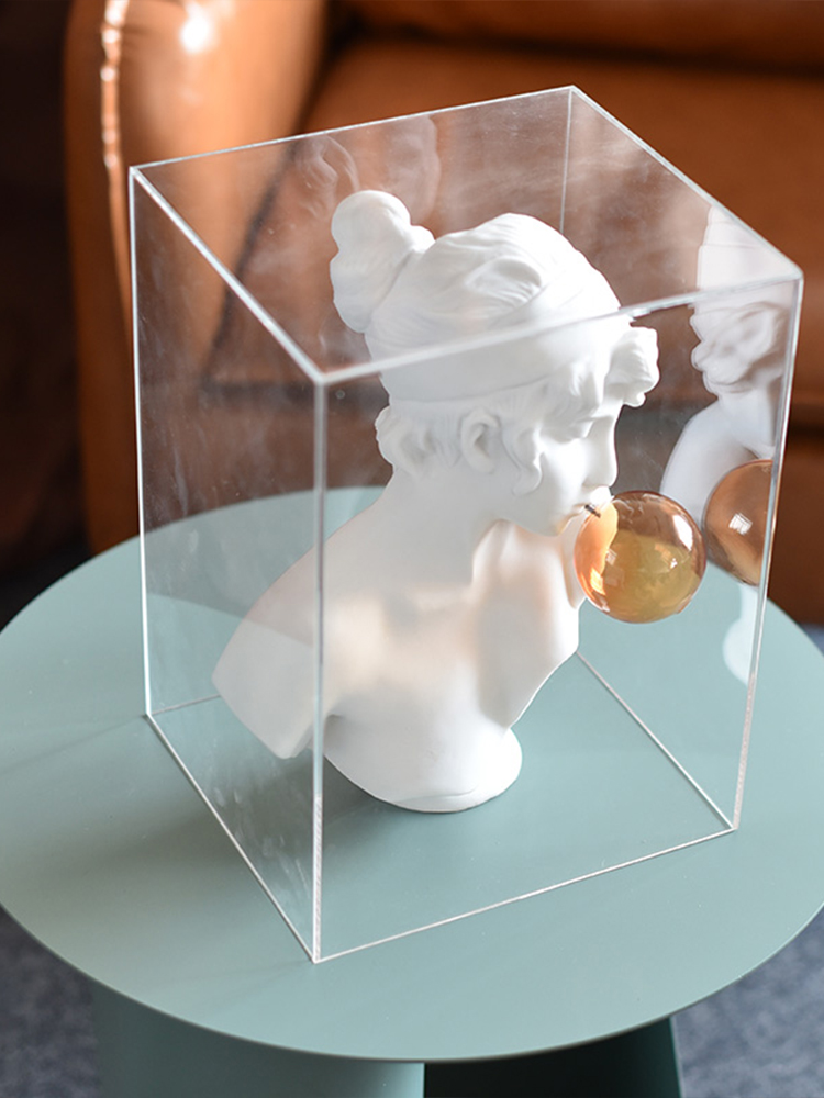 留连亚克力罩吹泡泡女孩雕塑摆件树脂人物雕像创意玄关艺术工艺品
