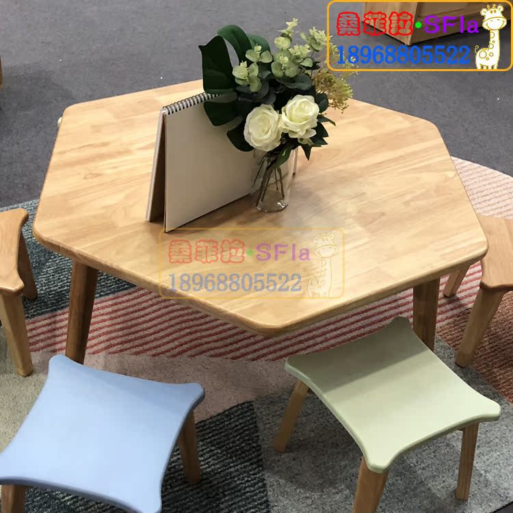 solid wood Six corners Six people Tables and chairs round table Square table kindergarten Activity Room children furniture Classroom environmental protection Water-based paint FYin the Diapers/Care/Feeding/Push lathe , Children's Room/Tables and chairs/Furniture , Children's tables category - from Buy2taobao.com to provide professional Taobao agent buy service