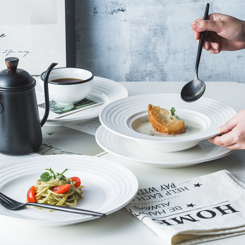 POZER原创设计北欧ins网红陶瓷意面盘沙拉碗草帽盘汤盘深盘早餐盘
