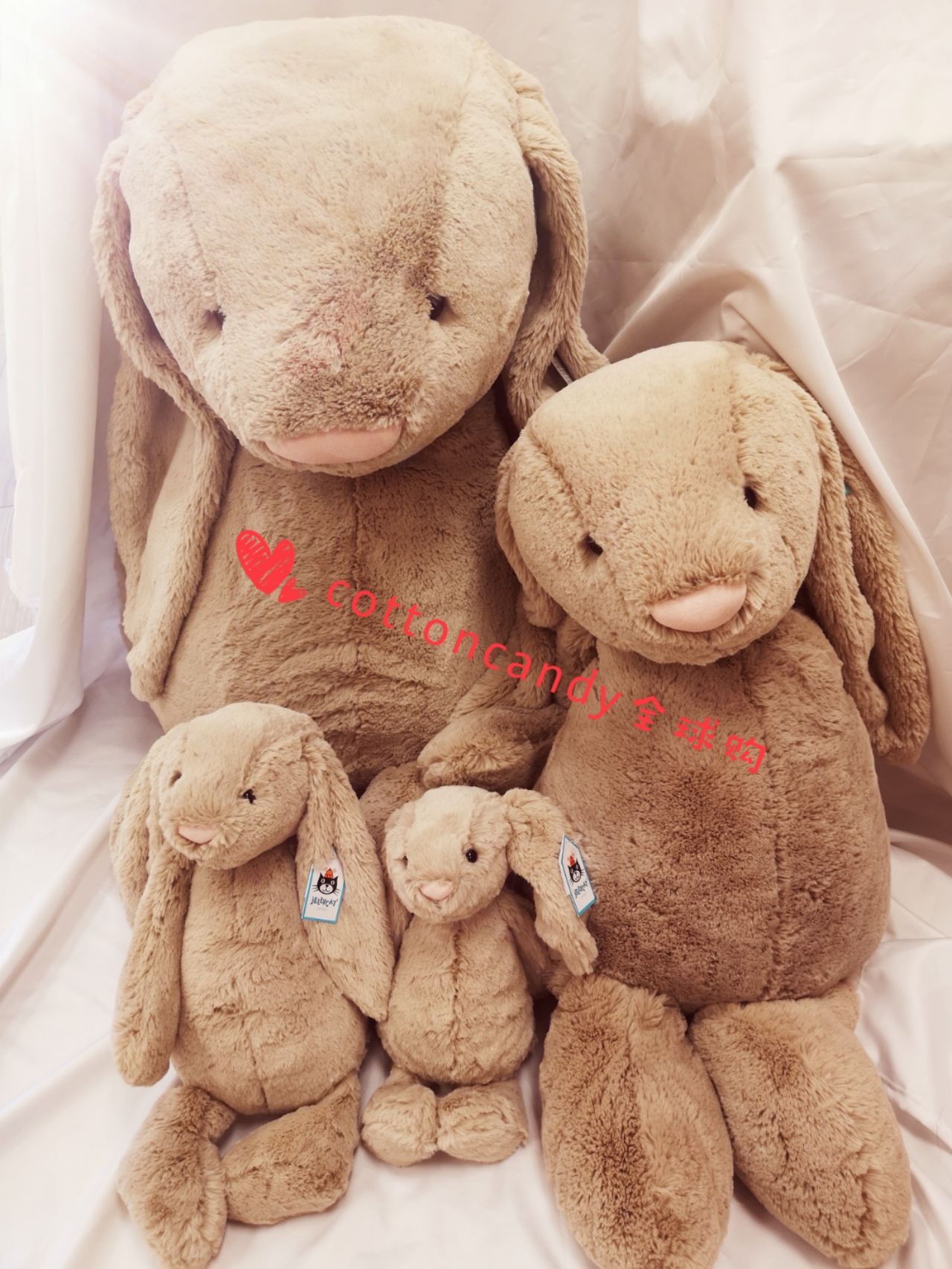 英国jellycat超柔软毛绒玩具公仔经典网红邦尼兔米色兔子宝宝安抚