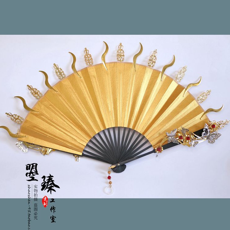 曌臻 天官赐福花城金箔扇子cos道具定制血雨探花武器定做原创设计