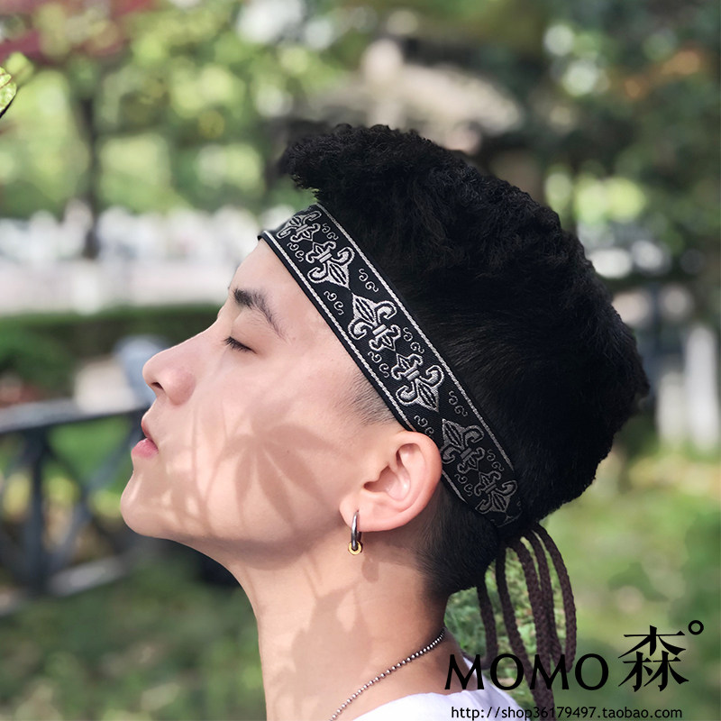 古风发带束发头带头巾黑色儿童抹额汉服头饰潮人男士街舞发箍痞帅