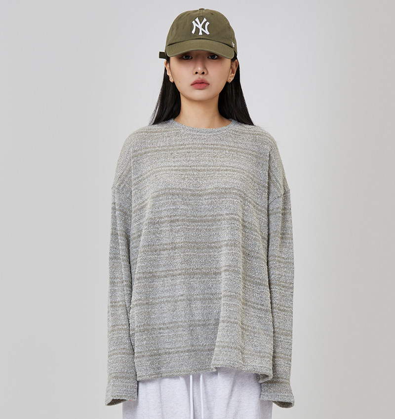 韩国落肩袖百搭长袖针织衫女