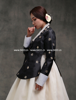 韩国进口洋缎子唐衣韩服烫金韩服宫廷皇后ht01205