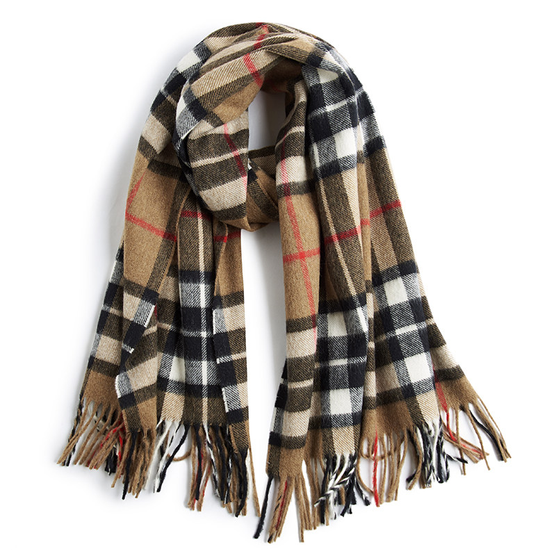 强推人手一件 英国进口羊毛复古英伦格纹流苏披肩款围巾男女同款