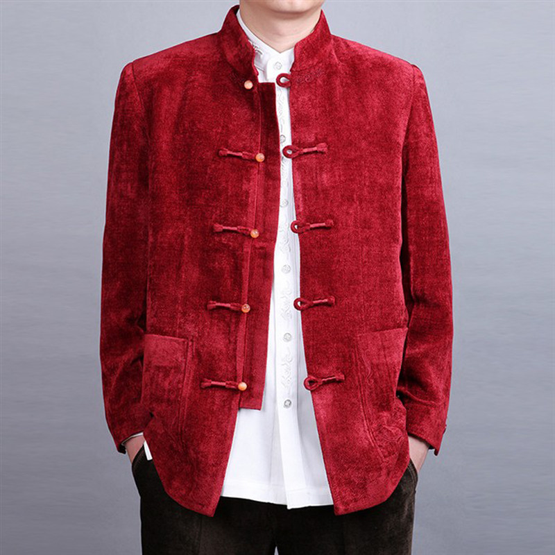 高档秋冬男唐装宴会装 中式男装外套 唐装民族服装 中式婚礼装