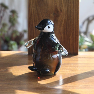 淄博博山琉璃企鹅手工艺品酒柜书房动物小摆件装饰造景送朋友礼物