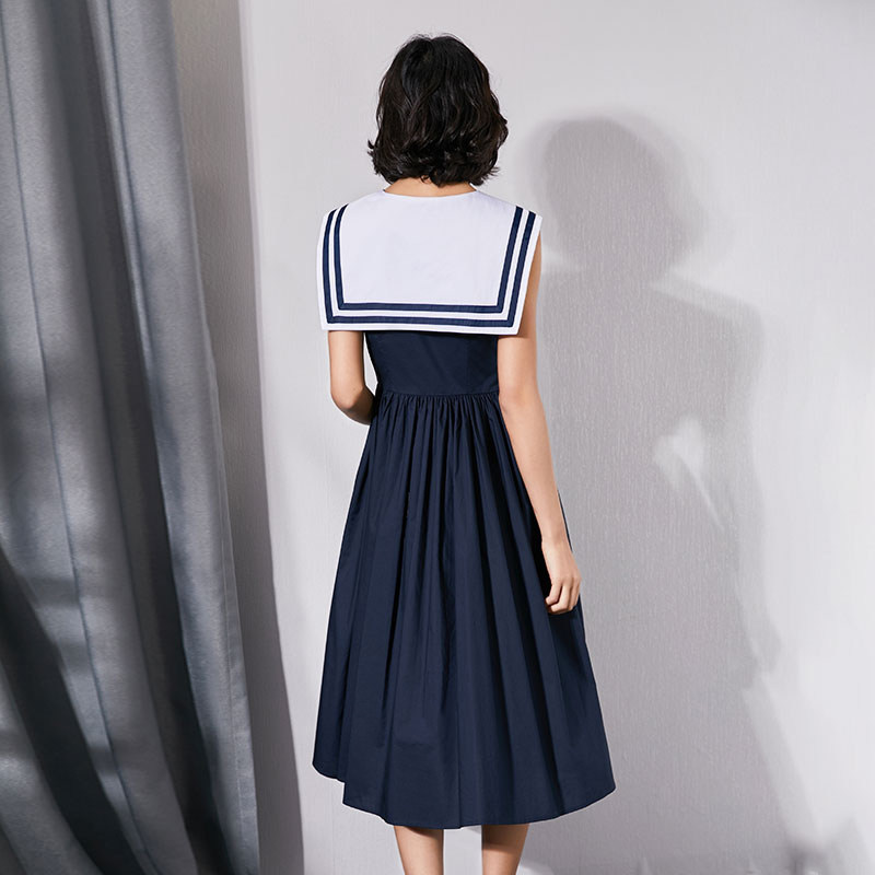 乄海军风日系jk长款水手服连衣裙