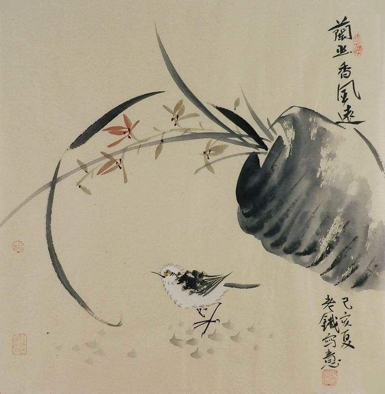 手绘字画客厅装饰画热销i060488老铁三尺斗方水墨国画花鸟画兰花