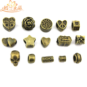 Yan LAN manufacturers selling DIY accessories kongzhu perforated beads vintage large bronze heart-shaped five-pointed star