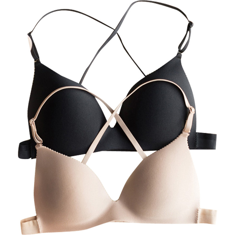 女式夏季轻薄款无钢圈一片式聚拢文胸修身打底内衣女无缝抹胸衣