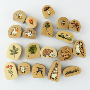 日本kodomo no kao森林系列野生可爱小动物高质量木头印章