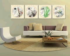 现代客厅装饰画无框画三联客厅壁画挂画油画沙发背景梅兰竹菊