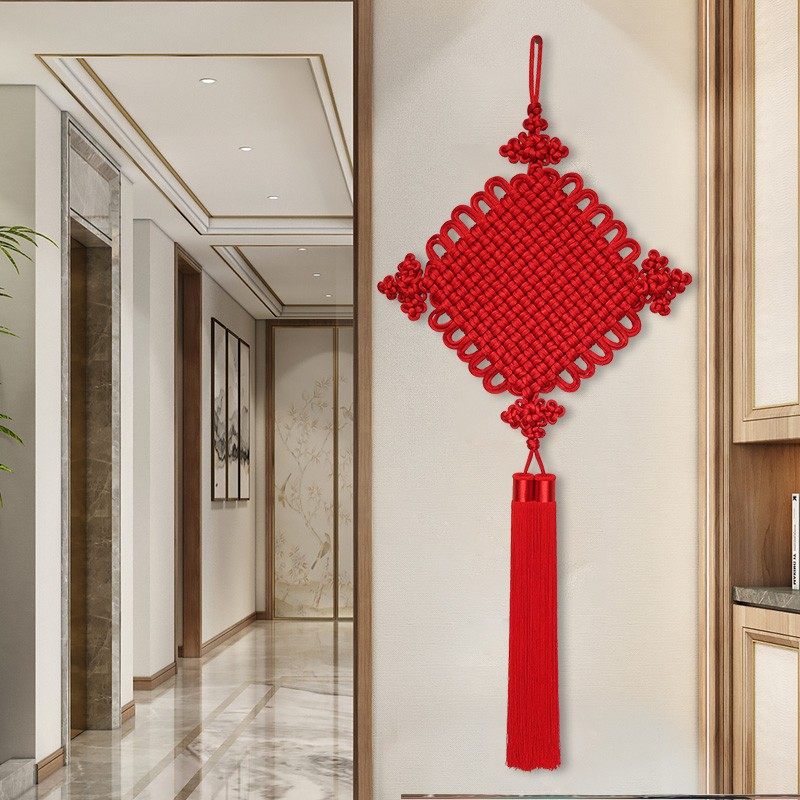 中囤结手工中国结挂件入户走廊玄关中大号客厅平安结电视墙装饰乔