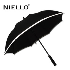 Niello安全反光超大高尔夫雨伞长柄自动男士商务伞防风防雨包邮