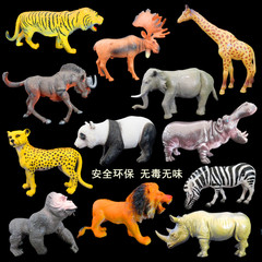 儿童仿真空心动物园玩具模型 野生动物世界套装狮虎豹象熊猫斑马