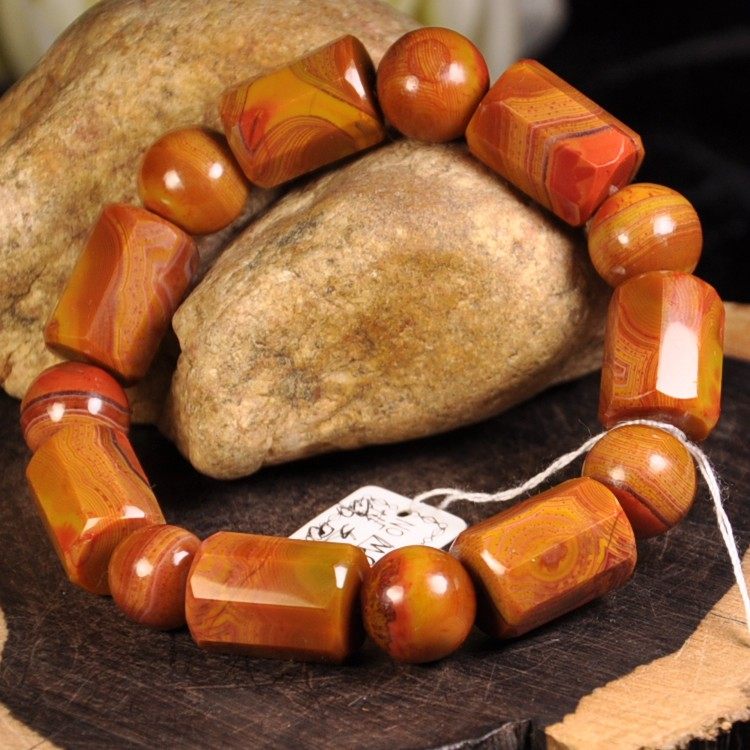 正品精品同料蒙料战国红玛瑙手链手串八棱圆珠腰缠万贯男女缠丝