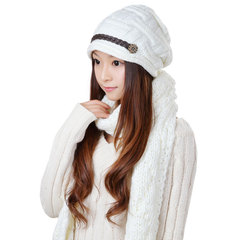 科派 韩版帽子围巾两件套女秋冬天保暖加厚白套装套件二件套0244