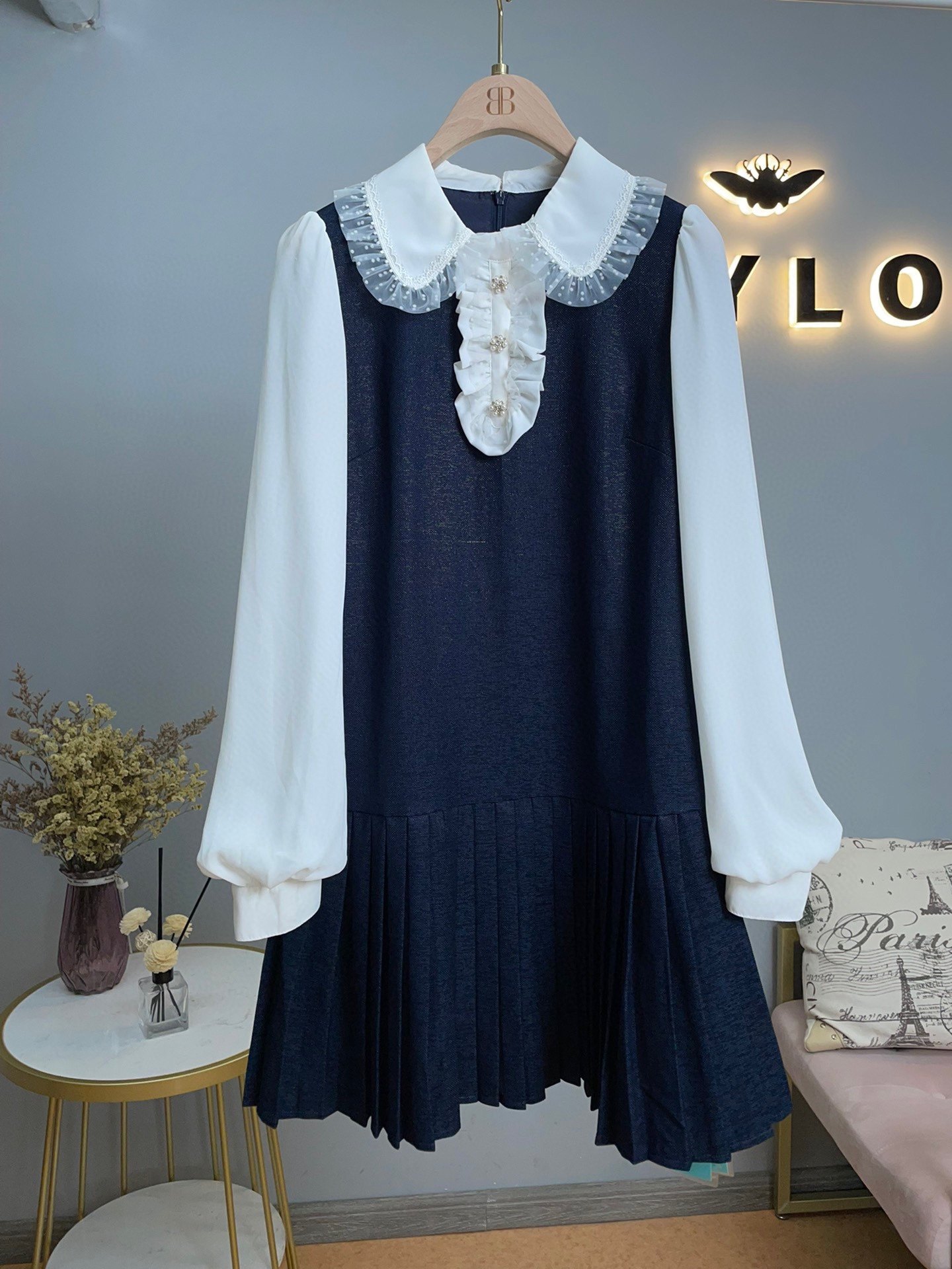 映氏ins女装国内代购2020秋5203600020拼接袖连衣裙