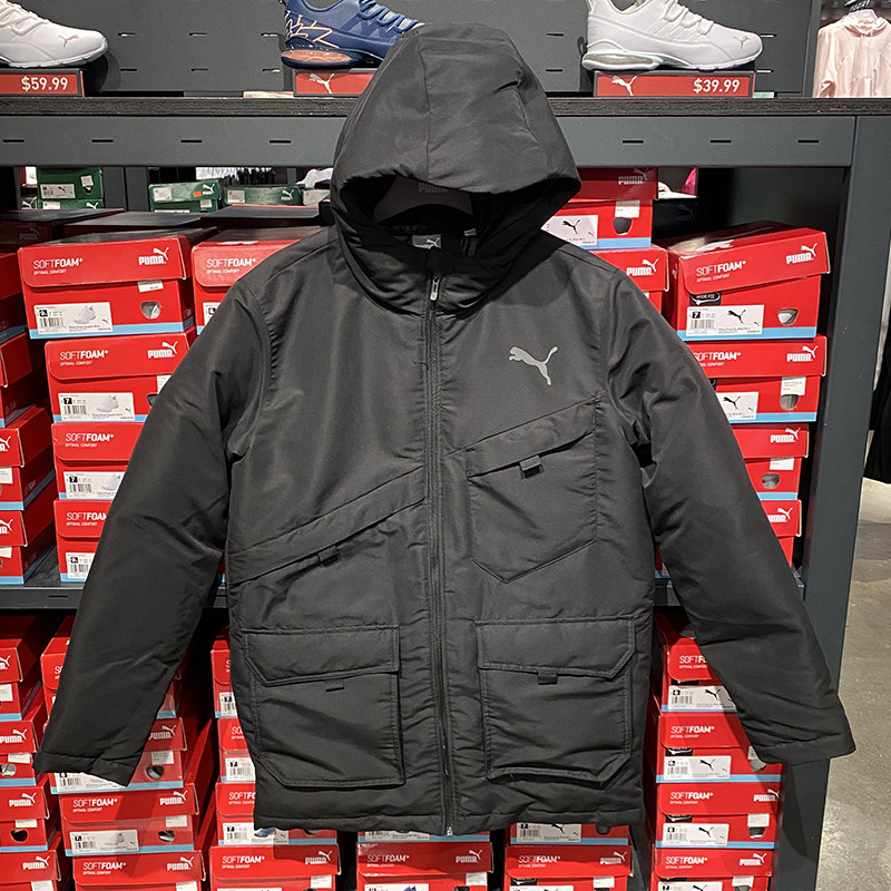puma/彪马 男士冬季新款多口袋连帽加厚保暖棉服外套优惠券
