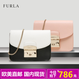 coach女包正品代購 歐美正品代購FURLA 芙拉女包Metropolis小方包單肩斜挎鎖頭鏈條包 女包