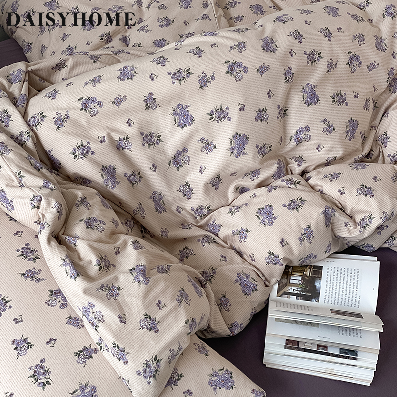 DAISYHOME【落檀紫】春夏母婴裸睡A类碎花针织棉四件套小清新韩式