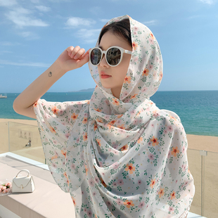 泰国旅游防晒披肩春夏薄款海边度假围巾女款旅行披肩拍照沙滩丝巾