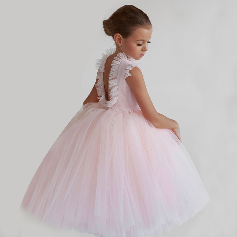 儿童生日晚礼服气质粉色女童钢琴演出服小女孩花童走秀公主裙夏款
