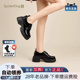蜘蛛王女鞋官方旗舰店正品2025新款夏季乐福鞋女真皮厚底增高皮鞋