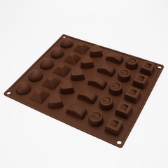 情人节硅胶巧克力模具 30连多造型巧克力模 圆形心形方形硅胶模具