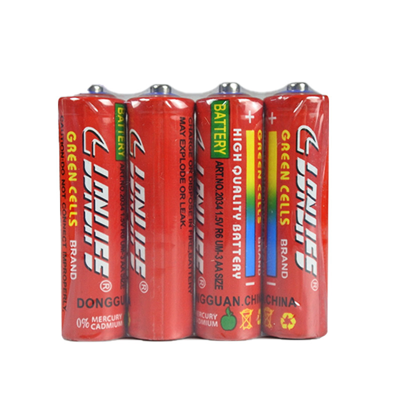 凌力碳性电池5号普通红电池五号aa电子时钟玩具遥控鼠标通用1.5v