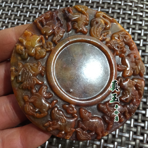 古董古玩玉器天然玉石仿古十二生肖八卦玉牌玉佩摆件老古董老物件