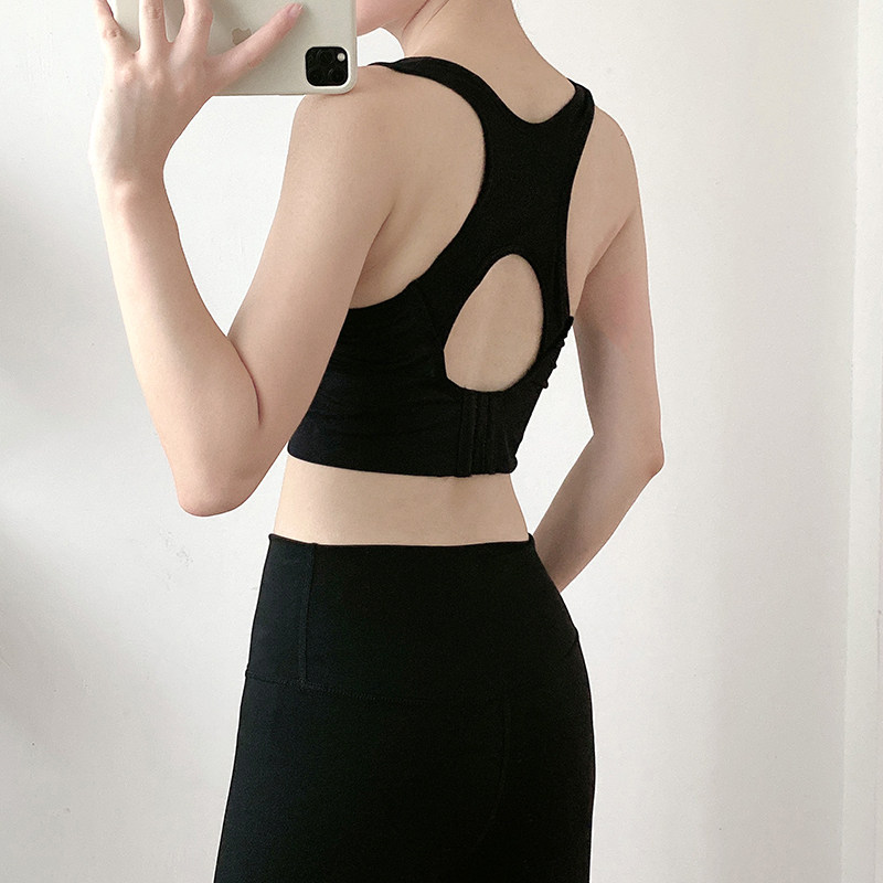 时尚设计感 2021新款韩系小姐姐镂空美背可拆卸胸垫背心瑜伽文胸