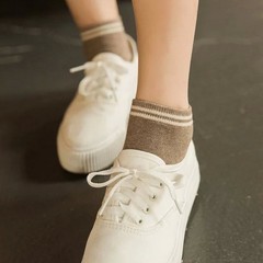 秋款新款船袜 二条纹短筒女袜 短袜学院少女风浅口纯棉袜子