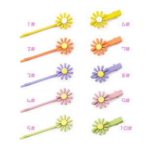 ins泫雅糖果色磨砂雏菊花朵发夹 彩色清新一字夹鸭嘴夹边夹刘海夹