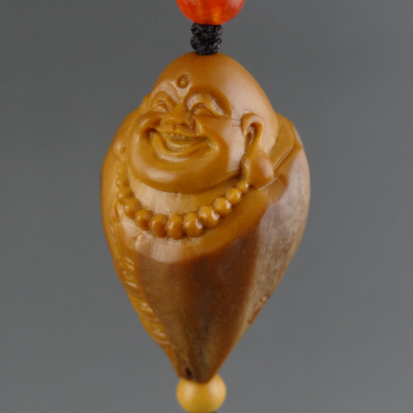 核雕大师周义清《铜钱弥勒》2.1紫皮油核,大师代表作