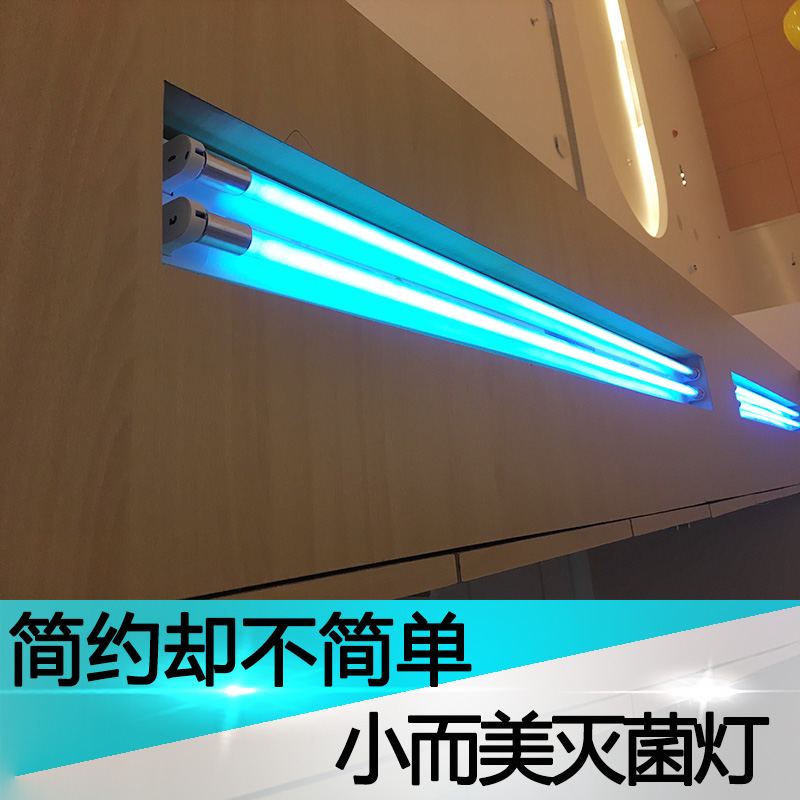 小而美双灯管吊挂式紫外线消毒灯80w医院商用杀菌器1.2米壁挂支架