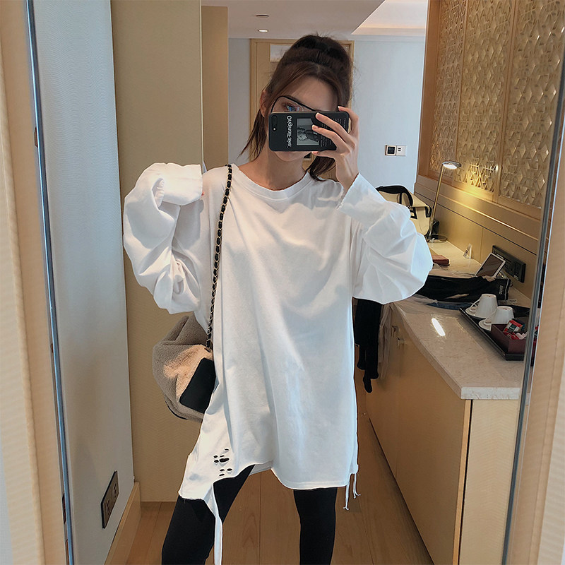 t恤女长袖 中长款