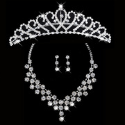 Honey marriage eternal Crown rhinestone necklace earrings set temperament of popular new wedding Crown necklace set