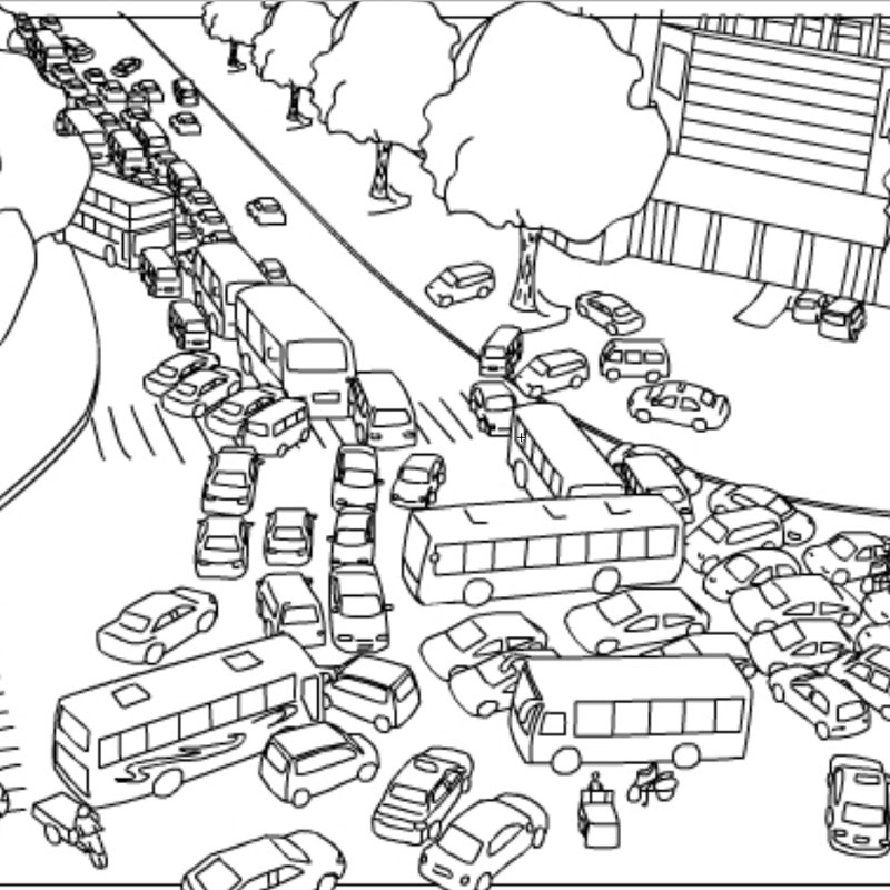 堵车通车小动动画线条flashcs6源文件236帧98秒设计素材