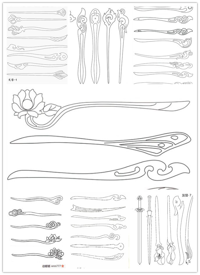 木簪设计图手稿图片