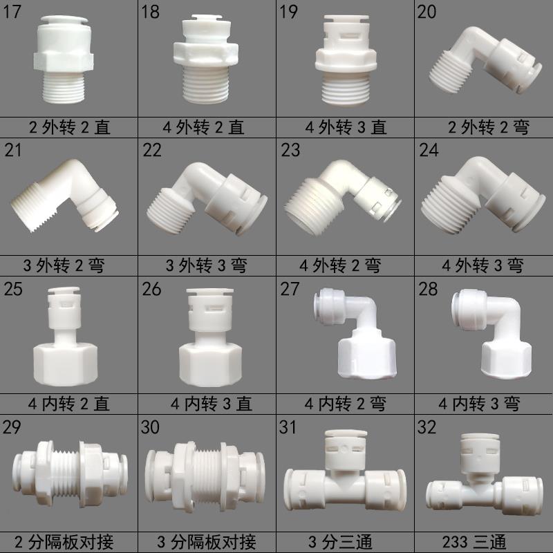 快速接头 1 2 3 4分侧插弯接单向阀三通对快插 净水器接头配件