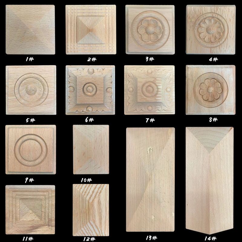 东阳木雕欧式实木柱头贴花家具腰线花片菱形金字塔罗马柱小方块花
