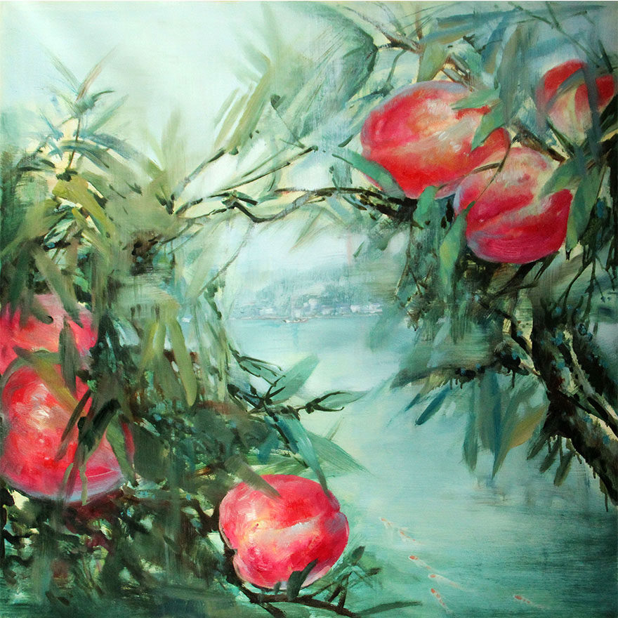 张国君《寿桃》布面油画 何乐不为文化