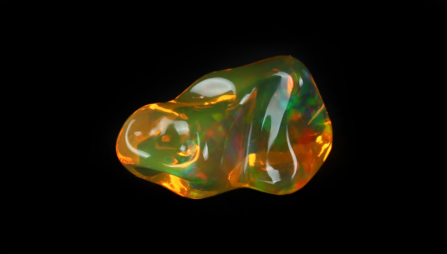 9.40ct 顶级绝美天然随形墨西哥橙色变彩火欧泊裸石 宝光四射