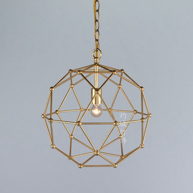 美式简约后现代几何艺术吊灯 单头铁艺吧台餐厅卧室灯极简欧北欧