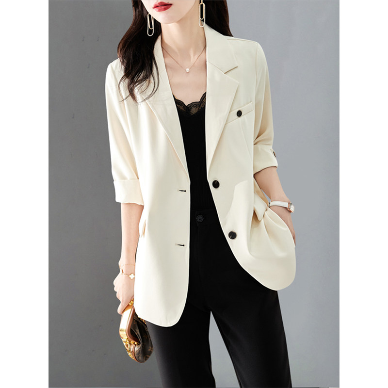 休闲西装外套女夏季薄款七分袖气质上衣时尚高级感炸街短袖小西服