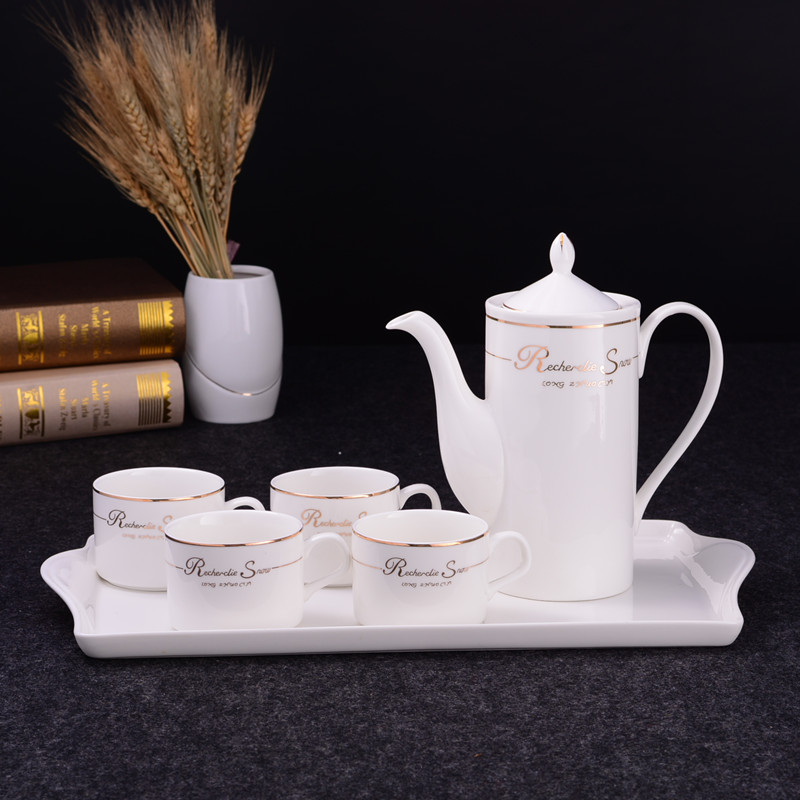 英式骨瓷咖啡杯套装欧式简约金边下午花茶茶具创意家用陶瓷水杯具